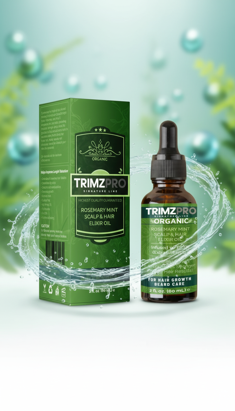 Trimzpro Organics – Rosemary Mint Scalp & Hair Strengthening Oil For Hair Growth Anti-Frizz Conditioning Elixer Serum
