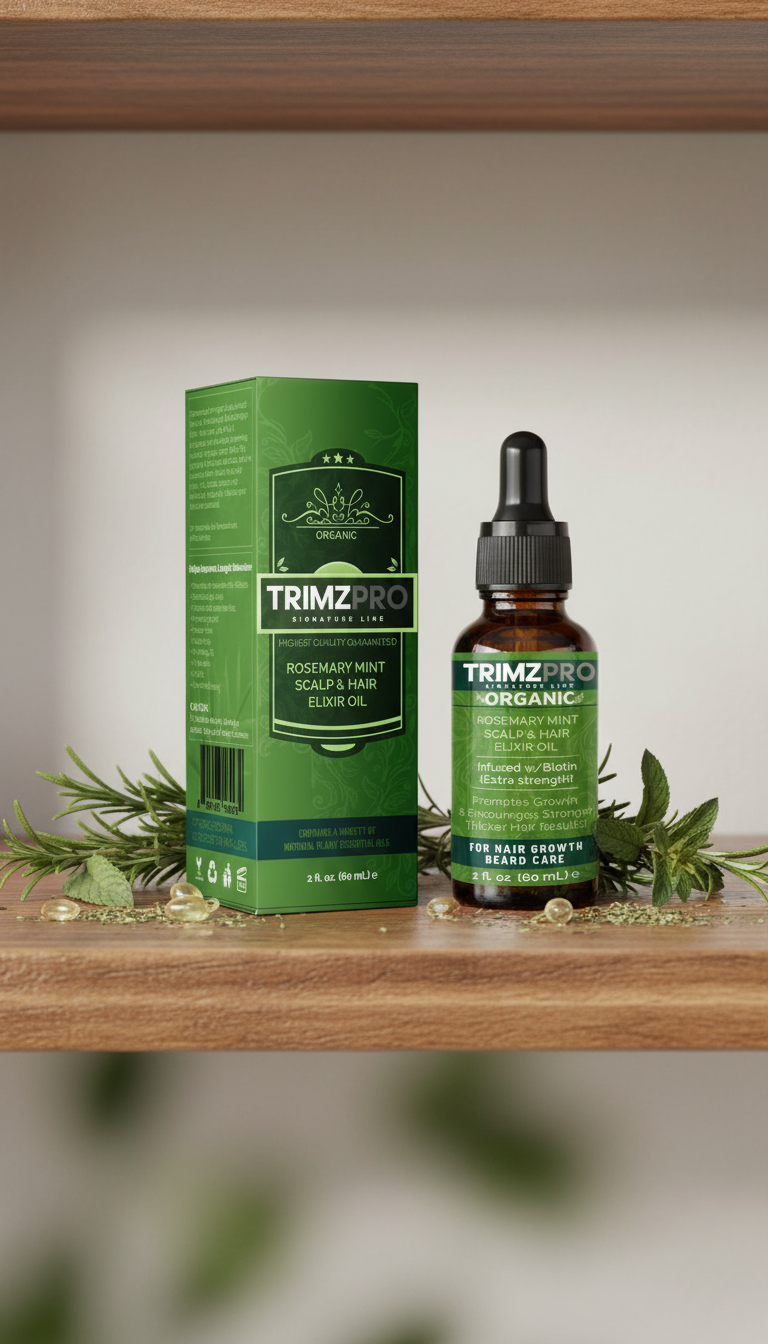 Trimzpro Organics – Rosemary Mint Scalp & Hair Strengthening Oil For Hair Growth Anti-Frizz Conditioning Elixer Serum